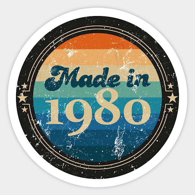 Retro Vintage Made In 1980 Sticker by Jennifer